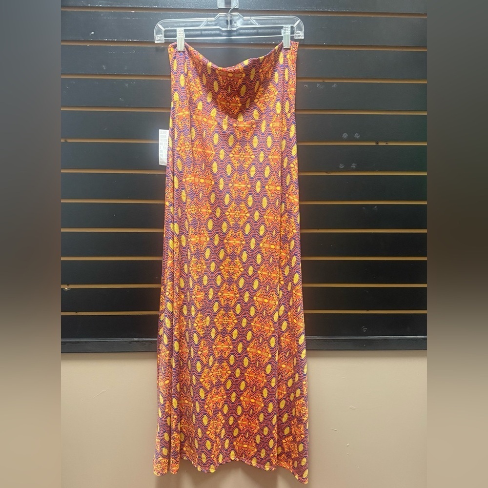 NWT LuLaRoe Maxi Skirt M Orange Purple Geometric Print